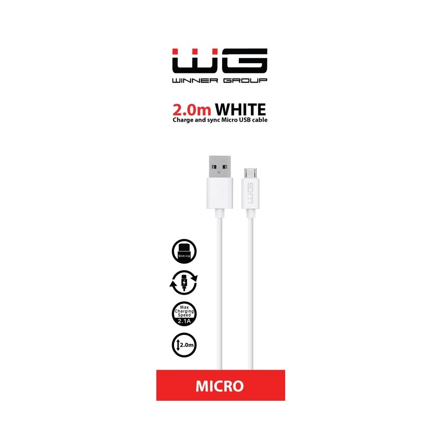 Winner Group - USB kabel Micro USB / USB-A 2m bijela