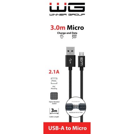 Winner Group - USB kabel Micro USB / USB-A 3m crna