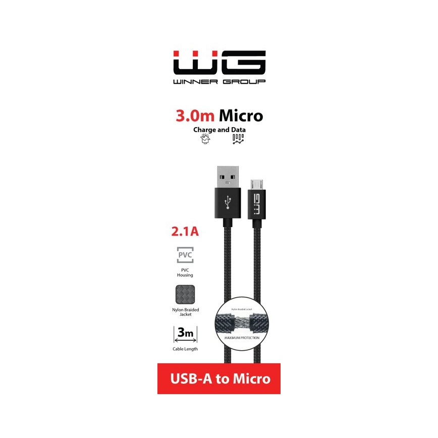 Winner Group - USB kabel Micro USB / USB-A 3m crna