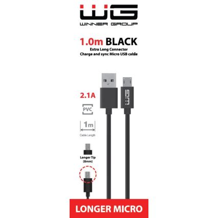 Winner Group - USB kabel produženi Micro USB / USB-A 1m crna