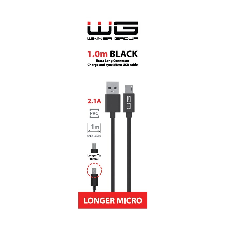 Winner Group - USB kabel produženi Micro USB / USB-A 1m crna