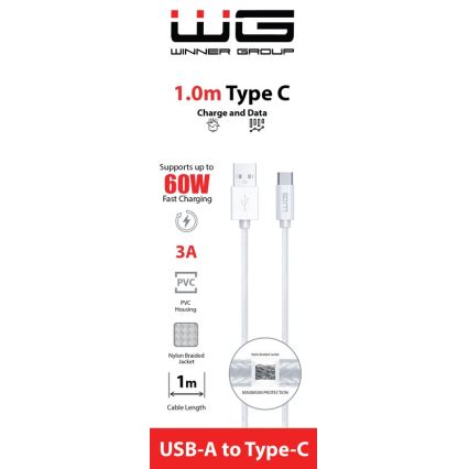 Winner Group - USB kabel USB-C / USB-A 60W 1m bijela