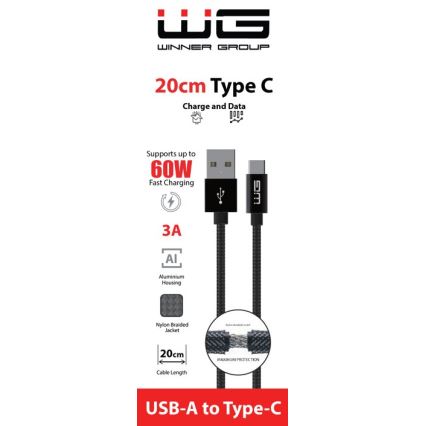 Winner Group - USB kabel USB-C / USB-A 60W 20cm crna