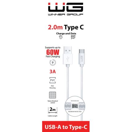 Winner Group - USB kabel USB-C / USB-A 60W 2m bijela