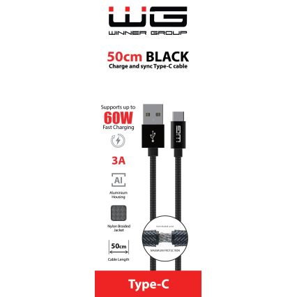Winner Group - USB kabel USB-C / USB-A 60W 50cm crna