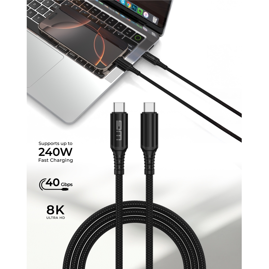 Winner Group - USB kabel USB-C / USB-C 240W 1m crna