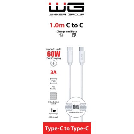 Winner Group - USB kabel USB-C / USB-C 60W 1m bijela