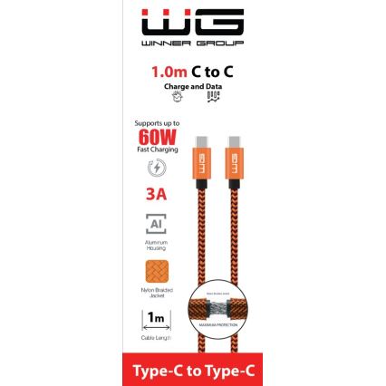 Winner Group - USB kabel USB-C / USB-C 60W 1m narančasta