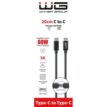 Winner Group - USB kabel USB-C / USB-C 60W 20cm crna