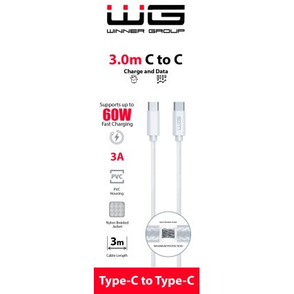 Winner Group - USB kabel USB-C / USB-C 60W 3m bijela