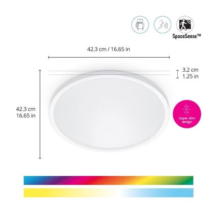 WiZ - LED RGB Prigušiva stropna svjetiljka SUPERSLIM LED/22W/230V 2700-6500K Wi-Fi bijela