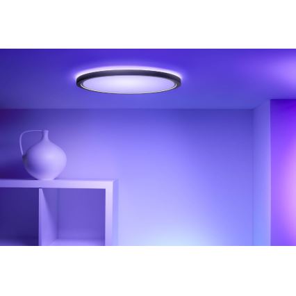 WiZ - LED RGB Prigušiva stropna svjetiljka SUPERSLIM LED/22W/230V 2700-6500K Wi-Fi crna