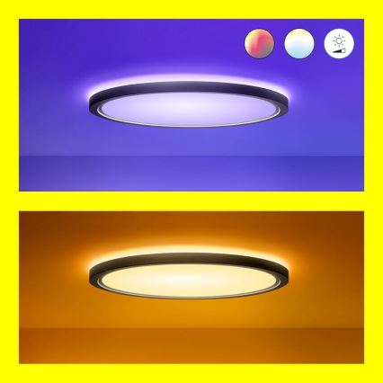 WiZ - LED RGB Prigušiva stropna svjetiljka SUPERSLIM LED/22W/230V 2700-6500K Wi-Fi crna