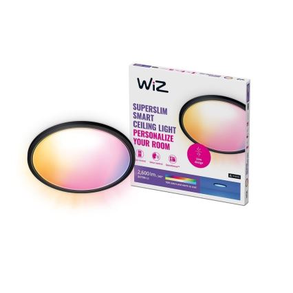 WiZ - LED RGB Prigušiva stropna svjetiljka SUPERSLIM LED/32W/230V 2700-6500K Wi-Fi crna