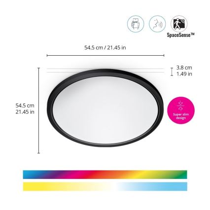 WiZ - LED RGB Prigušiva stropna svjetiljka SUPERSLIM LED/32W/230V 2700-6500K Wi-Fi crna