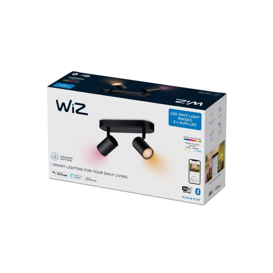 WiZ - LED RGBW Prigušiva reflektorska svjetiljka IMAGEO 2xGU10/4,9W/230V 2200-6500K Wi-Fi CRI 90 crna