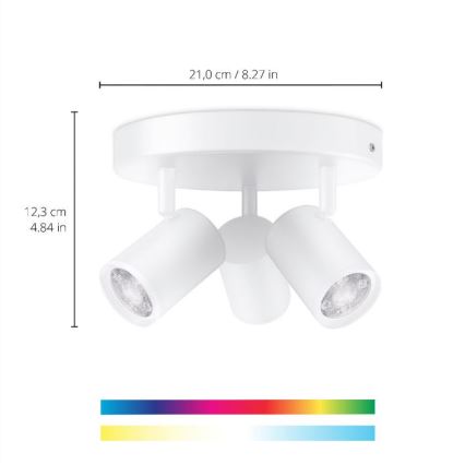 WiZ - LED RGBW Prigušiva reflektorska svjetiljka IMAGEO 3xGU10/4,9W/230V 2200-6500K Wi-Fi CRI 90 bijela