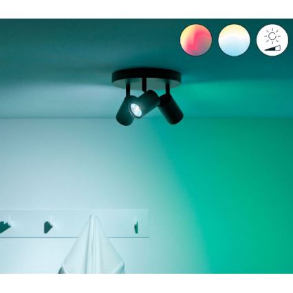 WiZ - LED RGBW Prigušiva reflektorska svjetiljka IMAGEO 3xGU10/4,9W/230V 2200-6500K Wi-Fi CRI 90 crna