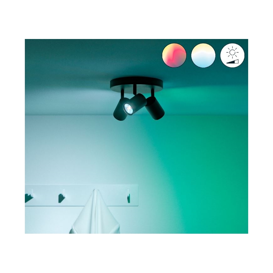 WiZ - LED RGBW Prigušiva reflektorska svjetiljka IMAGEO 3xGU10/4,9W/230V 2200-6500K Wi-Fi CRI 90 crna