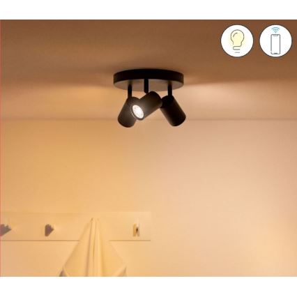WiZ - LED RGBW Prigušiva reflektorska svjetiljka IMAGEO 3xGU10/4,9W/230V 2200-6500K Wi-Fi CRI 90 crna