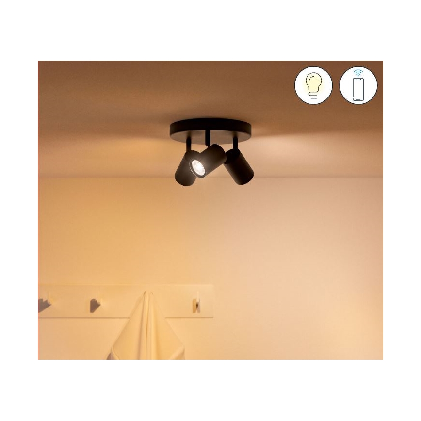WiZ - LED RGBW Prigušiva reflektorska svjetiljka IMAGEO 3xGU10/4,9W/230V 2200-6500K Wi-Fi CRI 90 crna