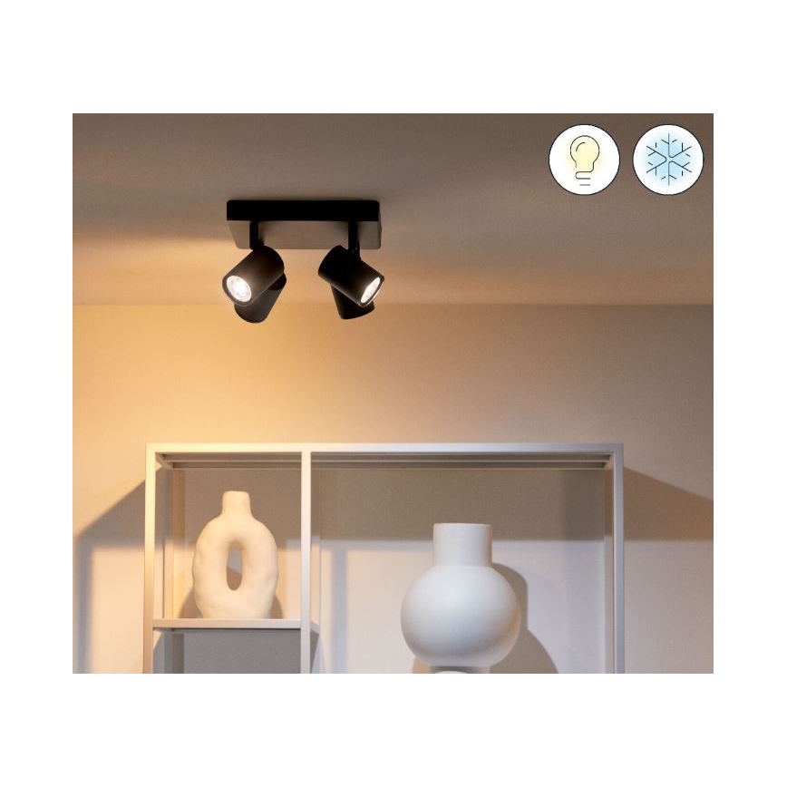 WiZ - LED RGBW Prigušiva reflektorska svjetiljka IMAGEO 4xGU10/4,9W/230V 2200-6500K Wi-Fi CRI 90 crna