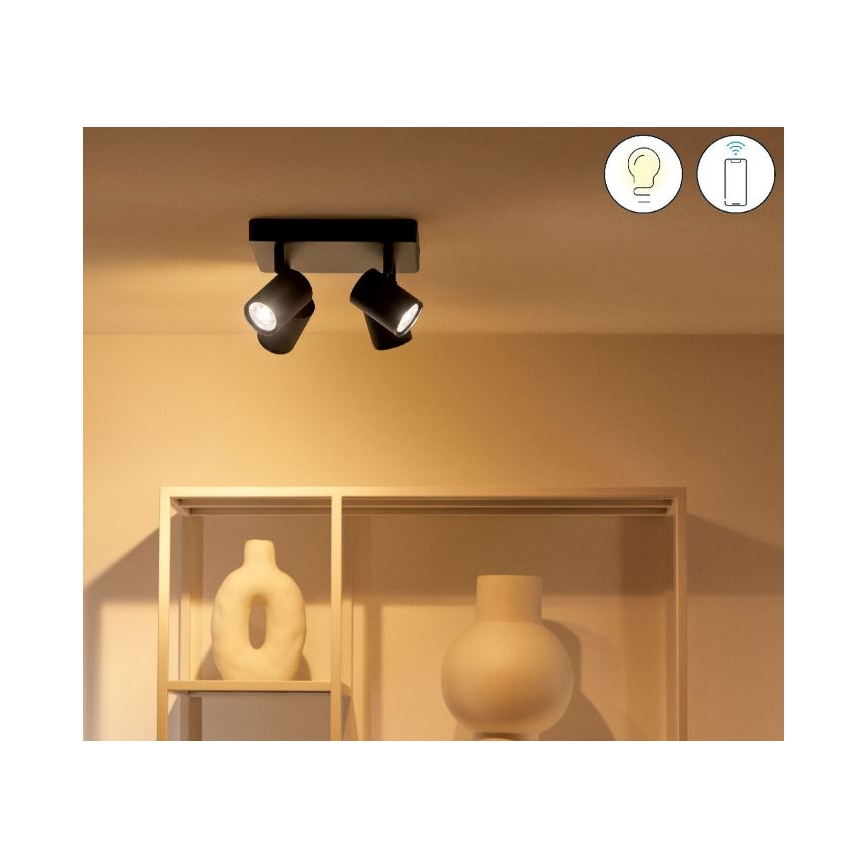 WiZ - LED RGBW Prigušiva reflektorska svjetiljka IMAGEO 4xGU10/4,9W/230V 2200-6500K Wi-Fi CRI 90 crna
