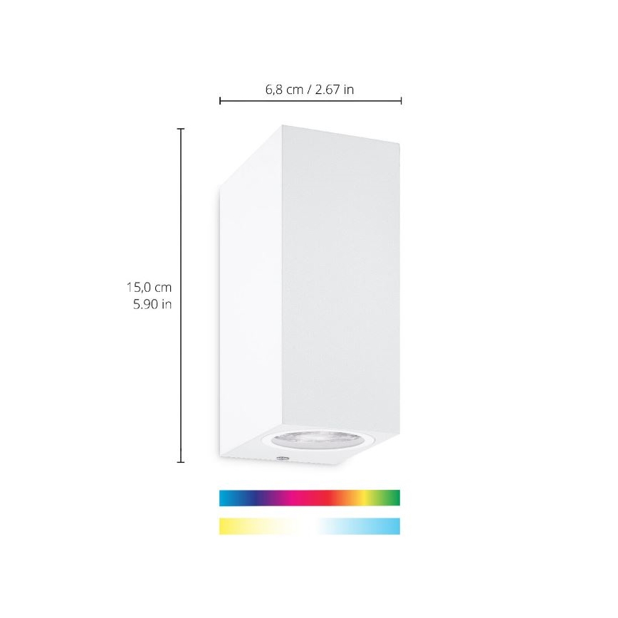 WiZ - LED RGBW Prigušiva zidna svjetiljka UP&DOWN 2xGU10/4,7W/230V 2200-6500K Wi-Fi CRI 90 bijela