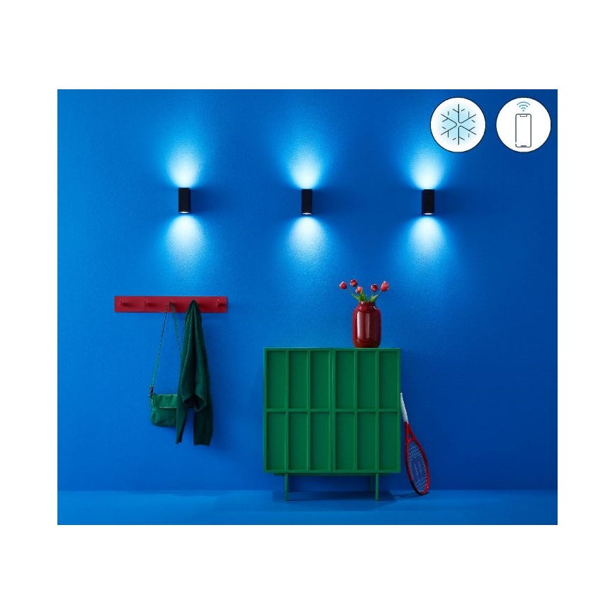 WiZ -LED RGBW Prigušiva zidna svjetiljka UP&DOWN 2xGU10/4,7W/230V 2200-6500K Wi-Fi CRI 90 crna
