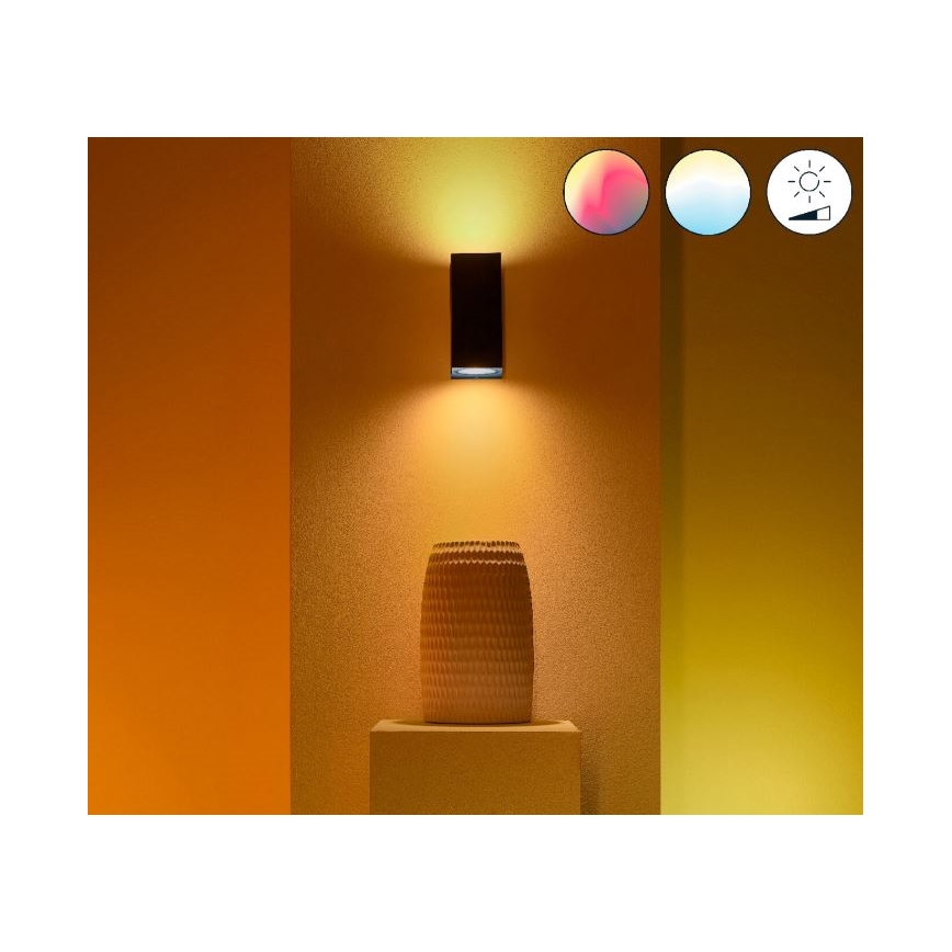 WiZ -LED RGBW Prigušiva zidna svjetiljka UP&DOWN 2xGU10/4,7W/230V 2200-6500K Wi-Fi CRI 90 crna