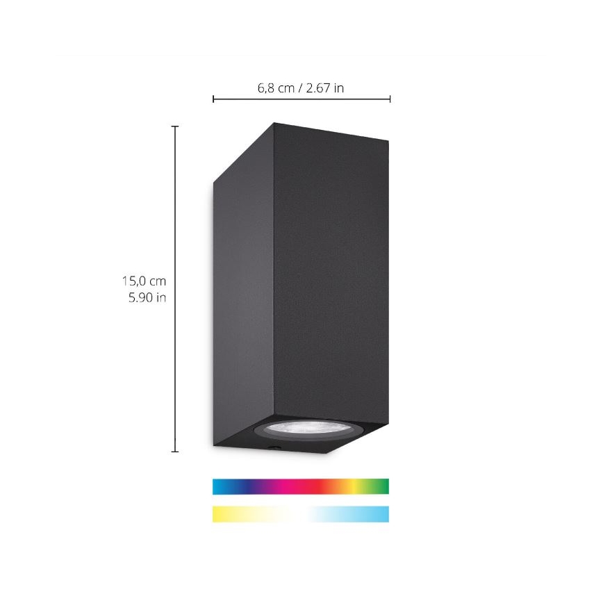 WiZ -LED RGBW Prigušiva zidna svjetiljka UP&DOWN 2xGU10/4,7W/230V 2200-6500K Wi-Fi CRI 90 crna