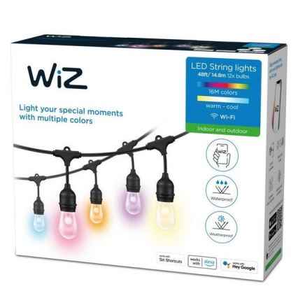 WiZ - LED RGBW Prigušivi vanjski lanac 12xLED 14,4m IP65 2700-5000K Wi-Fi