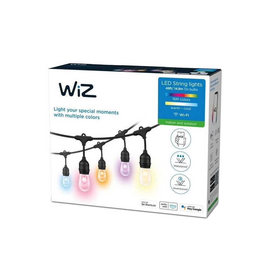 WiZ - LED RGBW Prigušivi vanjski lanac 12xLED 14,4m IP65 2700-5000K Wi-Fi