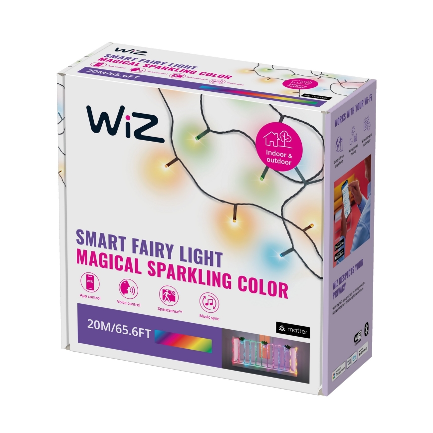WiZ - LED RGBW Prigušivi vanjski lanac 160xLED 20m IP44 2700-5000K Wi-Fi