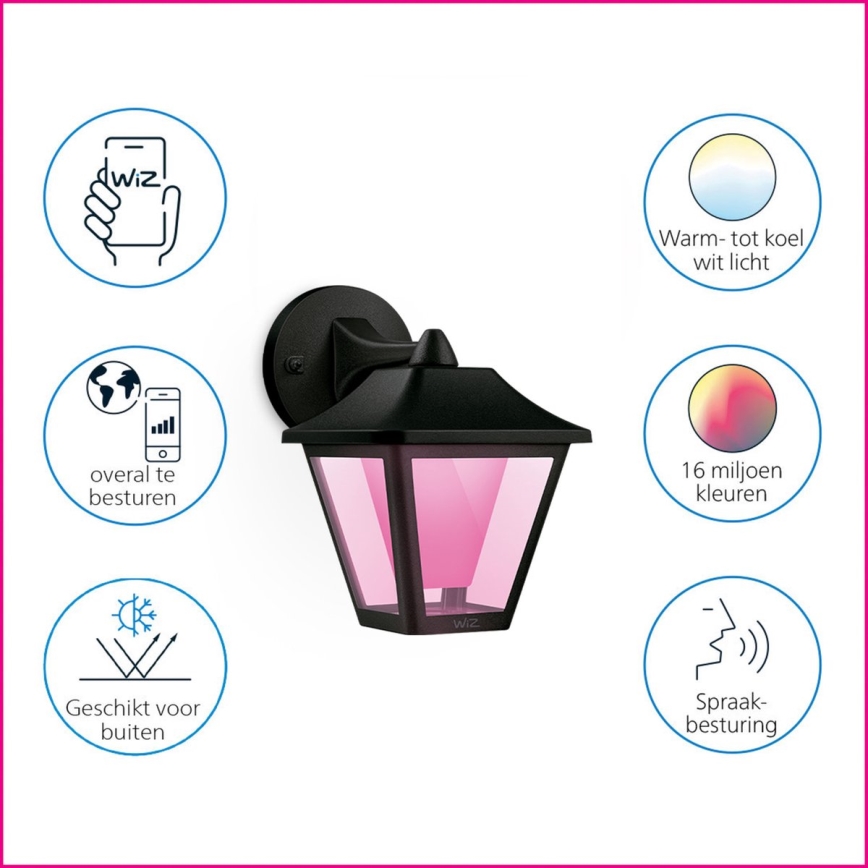 WiZ - LED RGBW vanjsko zidno svjetlo s prigušivanjem LED/9,5W/230V 2700-5000K IP44 Wi-Fi