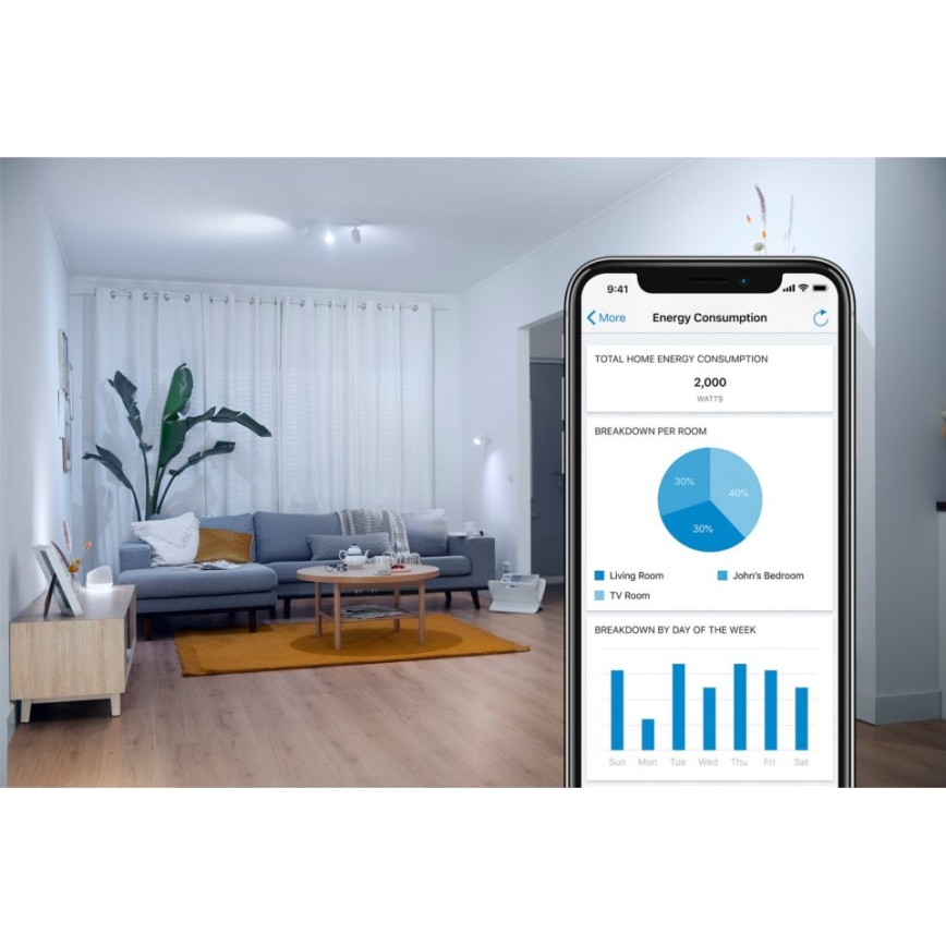 WiZ - Pametna utičnica F 2300W + power meter Wi-Fi SCHUKO