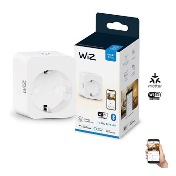 WiZ - Pametna utičnica F 2300W + power meter Wi-Fi SCHUKO