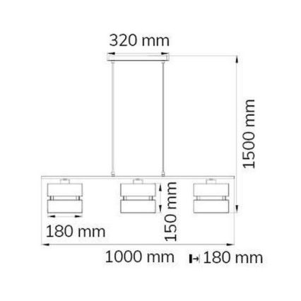 Wofi 11254 - Luster na sajli BELLE 3xE27/42W/230V
