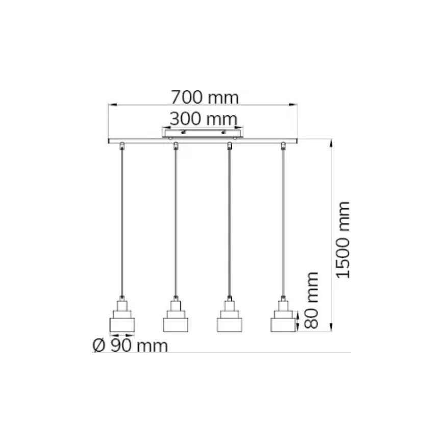 Wofi 11624 - Luster na sajli NAPLES 4xE14/28W/230V siva/sjajni krom