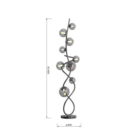 Wofi 3014-905 - LED Podna lampa NANCY 9xG9/3,5W/230V crni krom