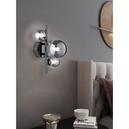 Wofi 4014.03.24.9000 - LED Zidna svjetiljka VILLA 3xG9/3W/230V crna/sjajni krom