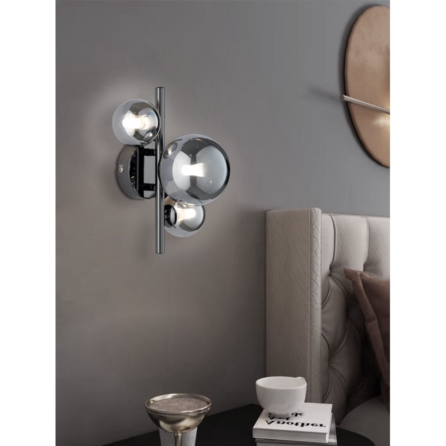 Wofi 4014.03.24.9000 - LED Zidna svjetiljka VILLA 3xG9/3W/230V crna/sjajni krom