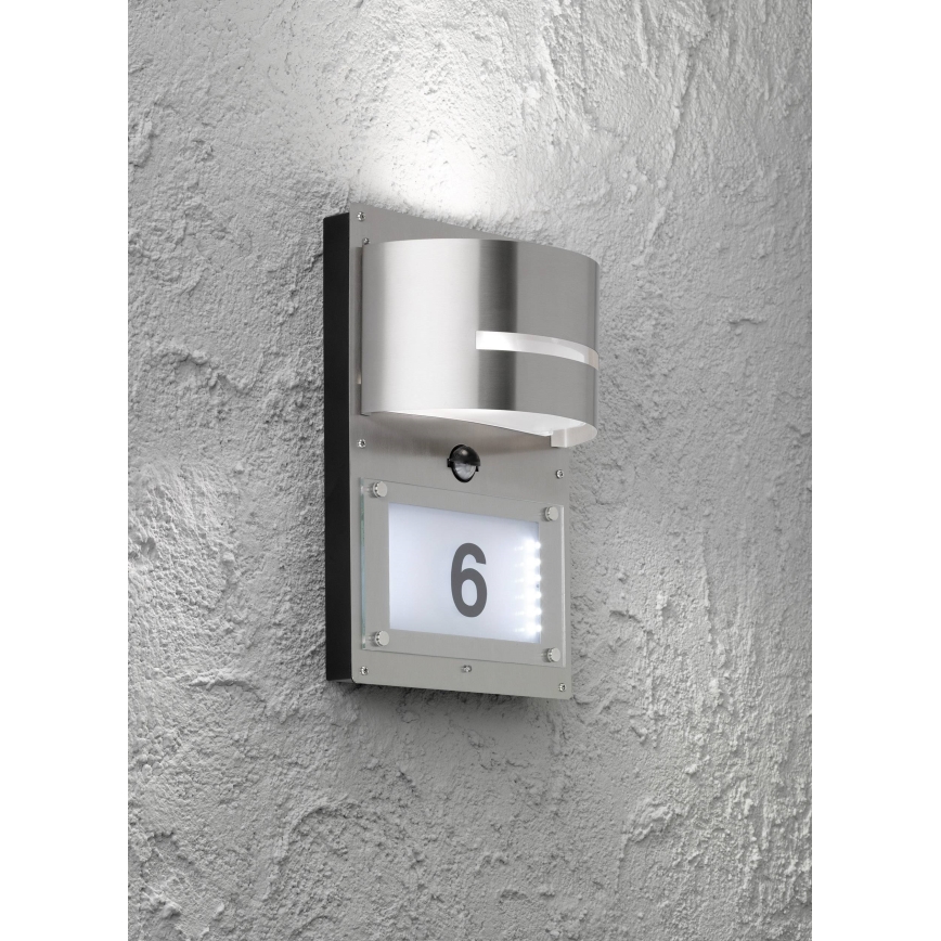 Wofi 4046.02.97.7000 - LED Kućni broj sa senzorom MARVEL 1xE27/13W/230V + LED/1,7W IP44