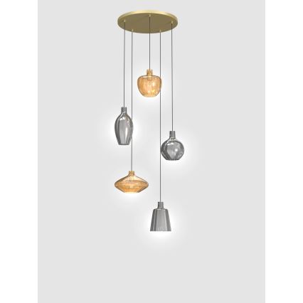 Wofi 5005-501 - Luster na sajli ROUEN 5xE14/40W/230V zlatna/siva
