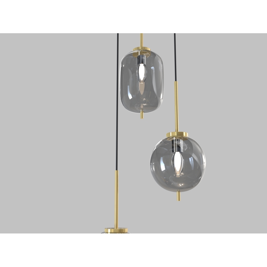 Wofi 5007-302 - Luster na sajli BELLEVILLE 3xE14/40W/230V crna/zlatna