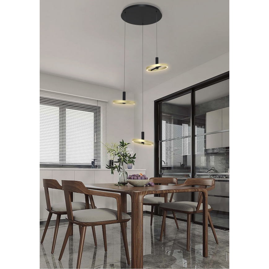 Wofi 5016-304 - LED Prigušivi luster na sajli BREST LED/26W/230V crna/zlatna