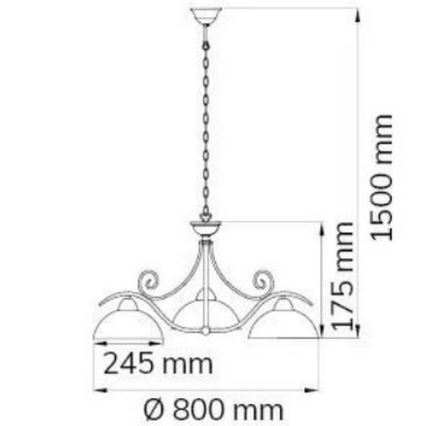 Wofi 5128.03.09.0000 - Luster na lancu LACCHINO 3xE27/60W/230V