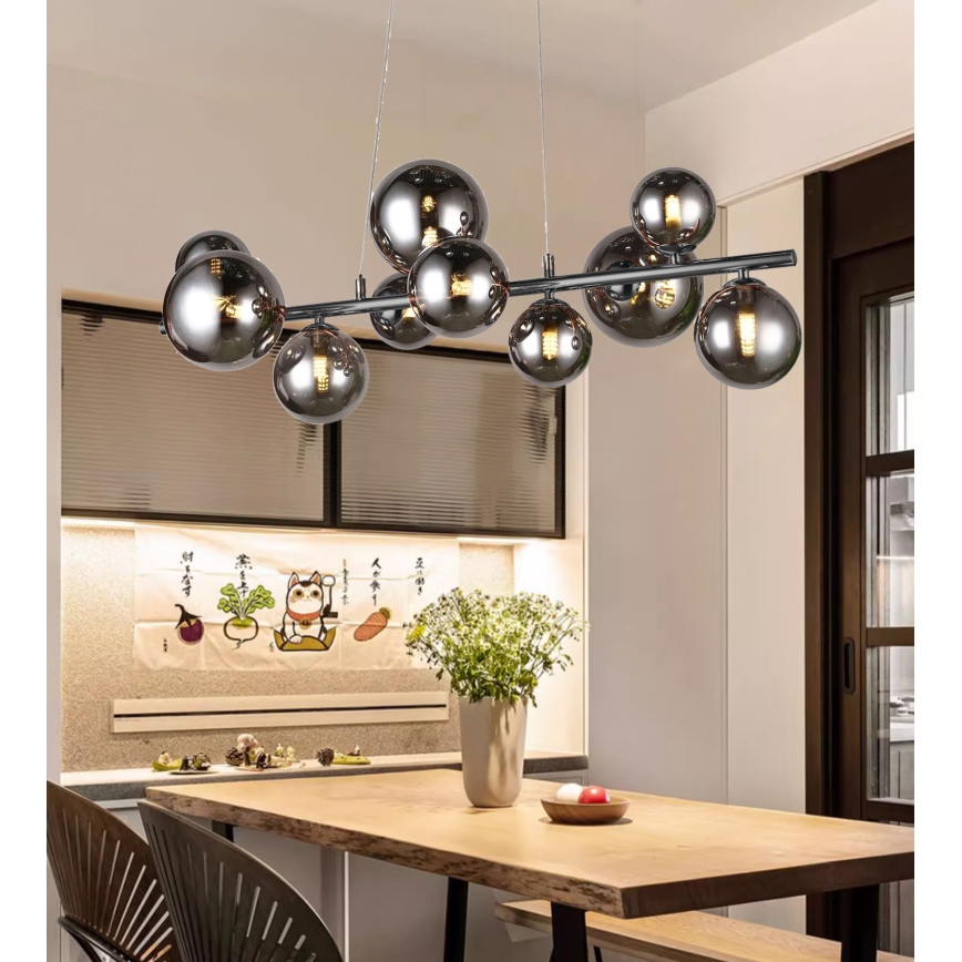 Wofi 6014.10.24.9000 - LED Luster na sajli VILLA 10xG9/3W/230V crna/sjajni krom