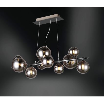 Wofi 6014.10.24.9000 - LED Luster na sajli VILLA 10xG9/3W/230V crna/sjajni krom
