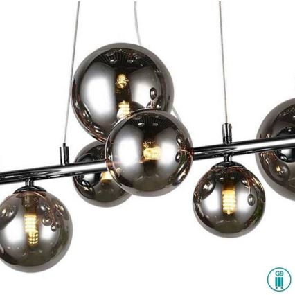 Wofi 6014.10.24.9000 - LED Luster na sajli VILLA 10xG9/3W/230V crna/sjajni krom